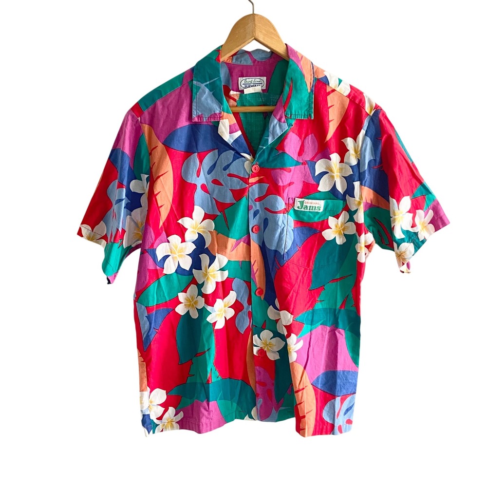 Vintage Surf Line Hawaii Original Jams Shirt Mens Medium Tropical Floral 80s
